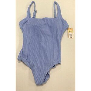 Kona Sol Light Baby Blue Pucker Textured One Piece Swimsuit M 🩵